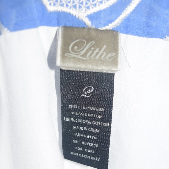 Anthropologie Lithe Waterleaf Dress Silk Blue and White Size 2 Small - Picture 8 of 10